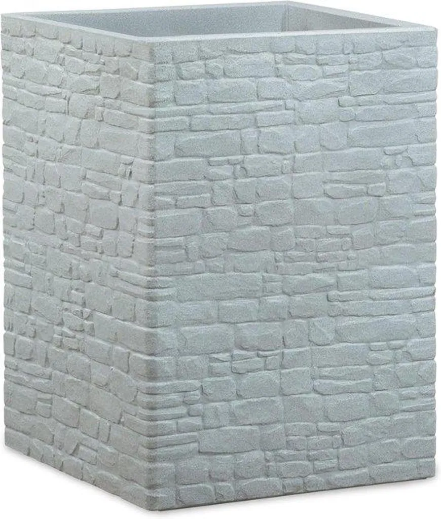 Pot de fleurs haut carré gris 54 cm pour jardin et terrasse moderne