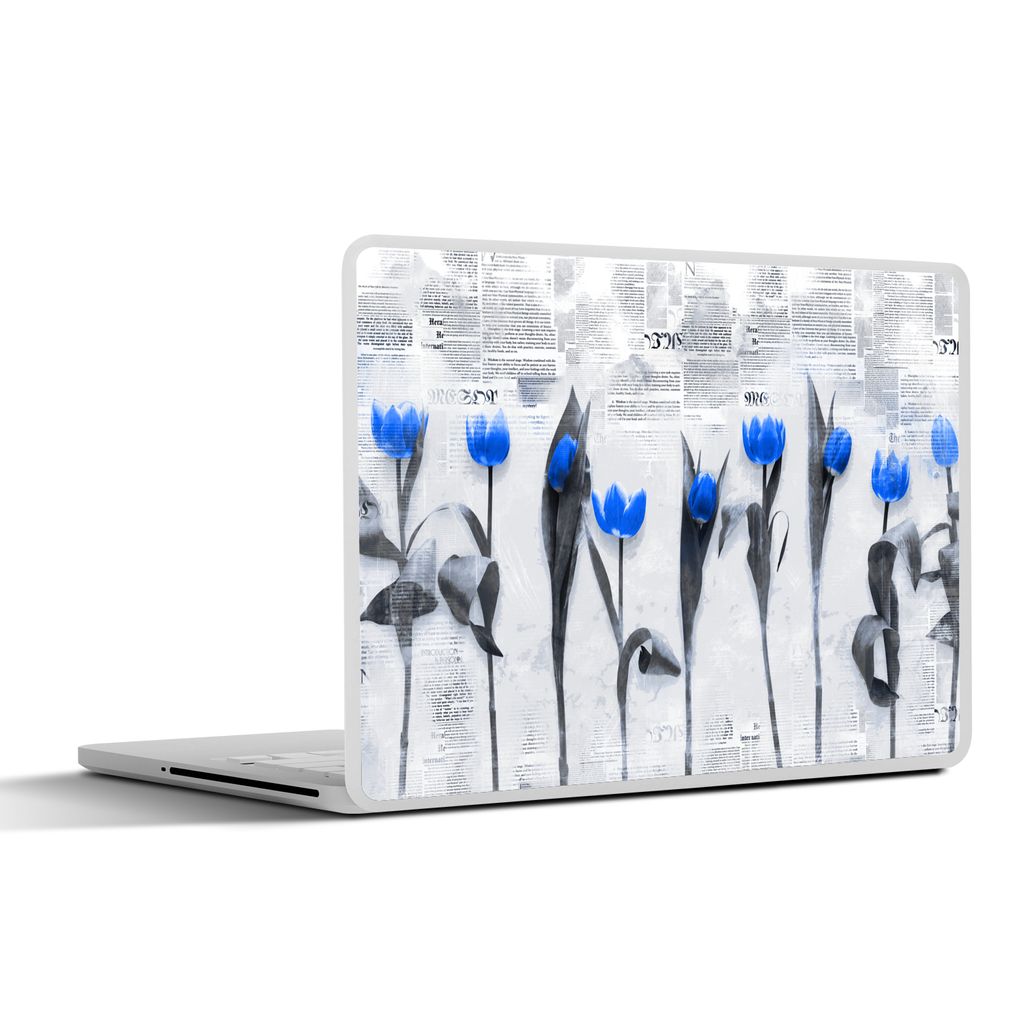 MuchoWow Laptop Aufkleber Sticker Cover Blumen - Tulpen - Blau 40x30 cm - Laptop Dekoration - Selbstklebend
