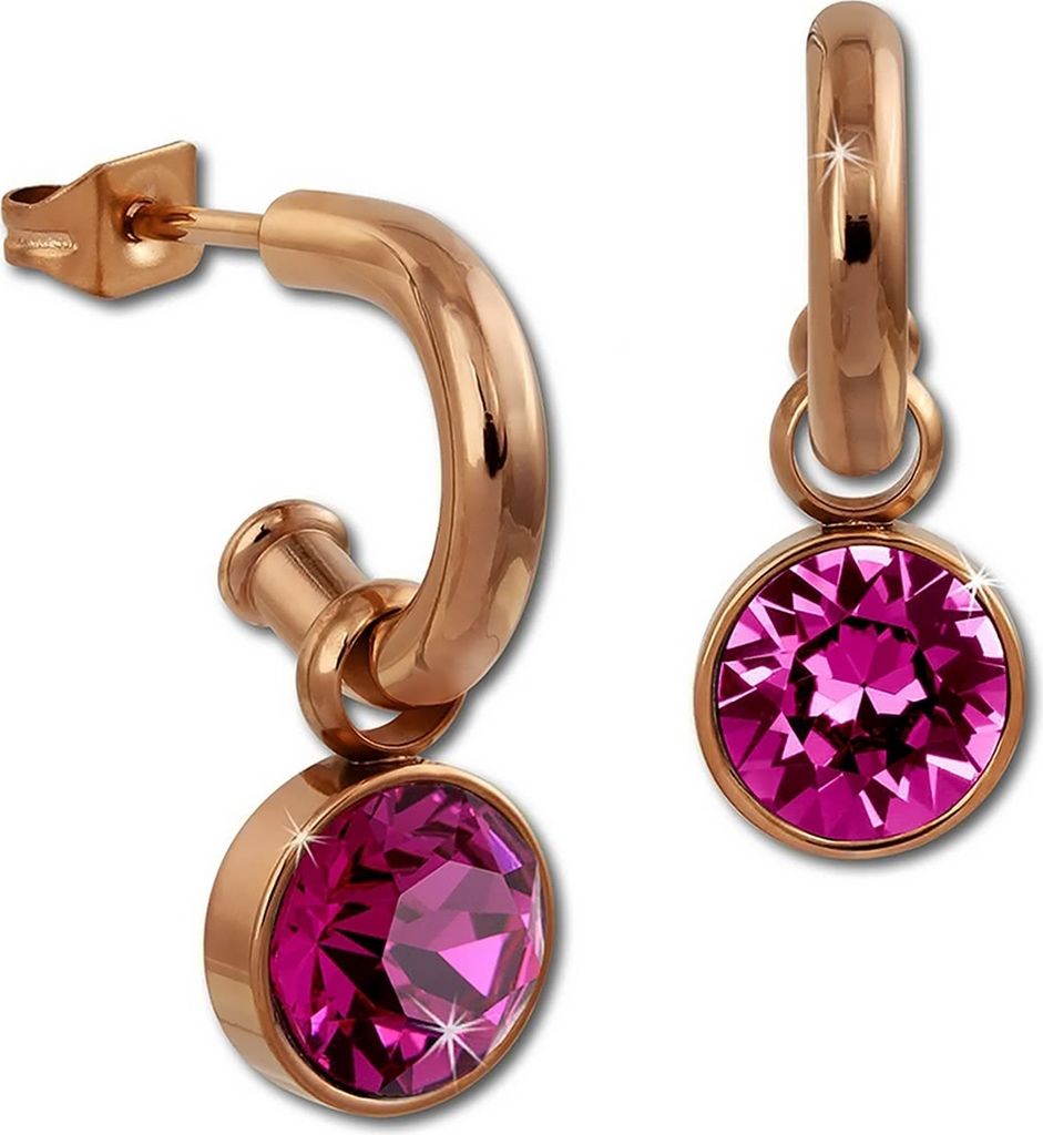 Amello Edelstahl Ohrringe glitzernde Zirkonias Ohrhänger rosegold pink D2ESOS51P
