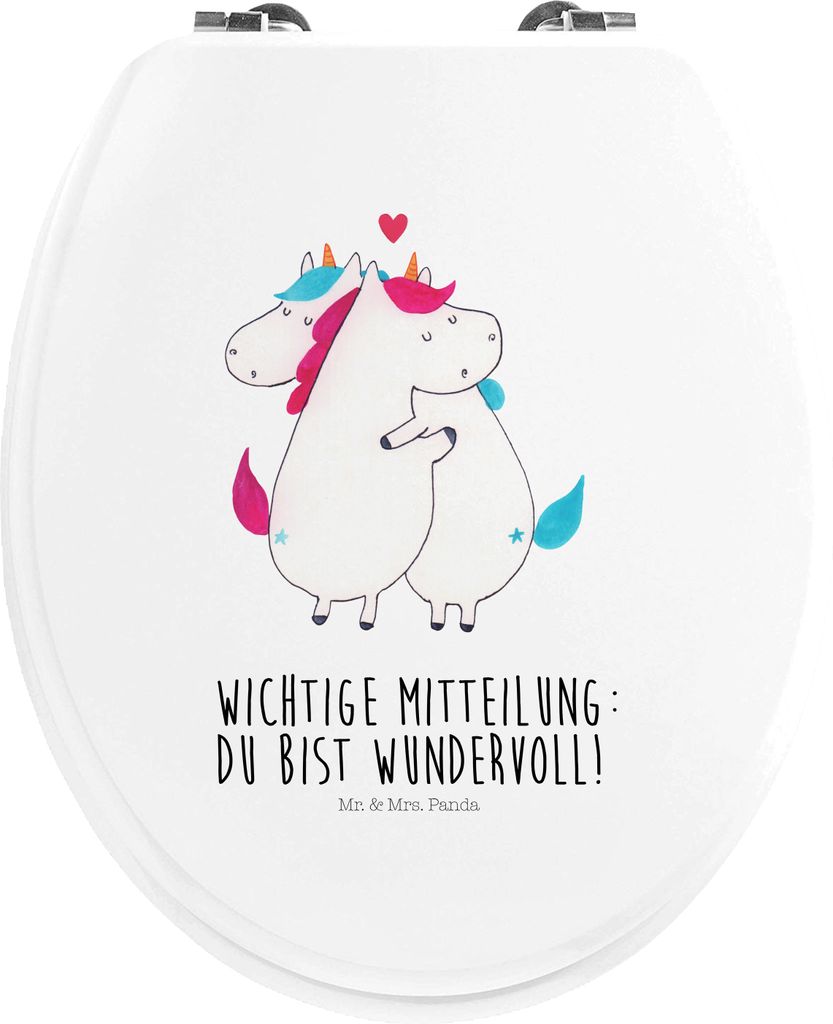 Mr. & Mrs. Panda Klodeckel Einhorn Mitteilung - Weiß - Geschenk, WC Sitz, Liebe, Brille, Valentinstag, Einhörner, Witzig, Deko, Spruch, klo decke...