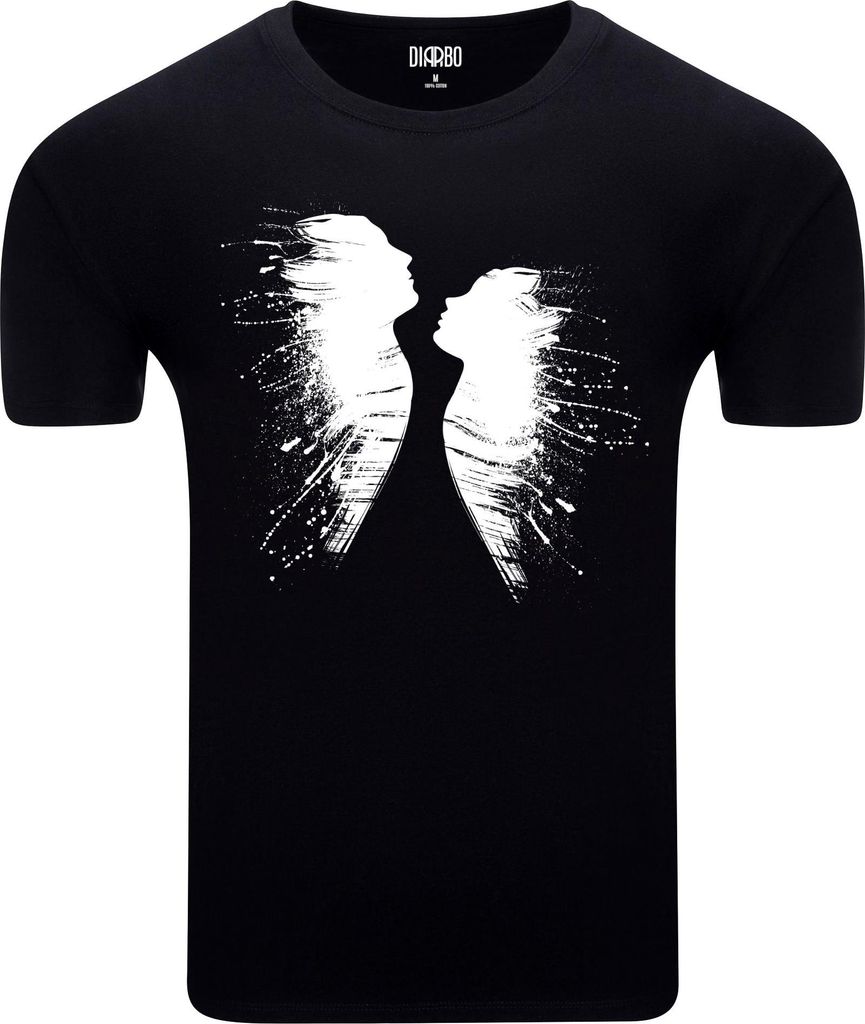 Diarbo Herren T-Shirt mit Künstlerischem Druck Mann und Frau Schwarz Gr.M