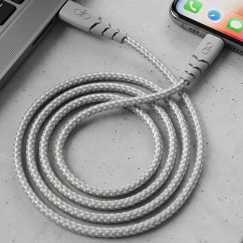 Câble USB-C vers USB-C robuste de 2m Force Power 3A ultra-renforcé gris