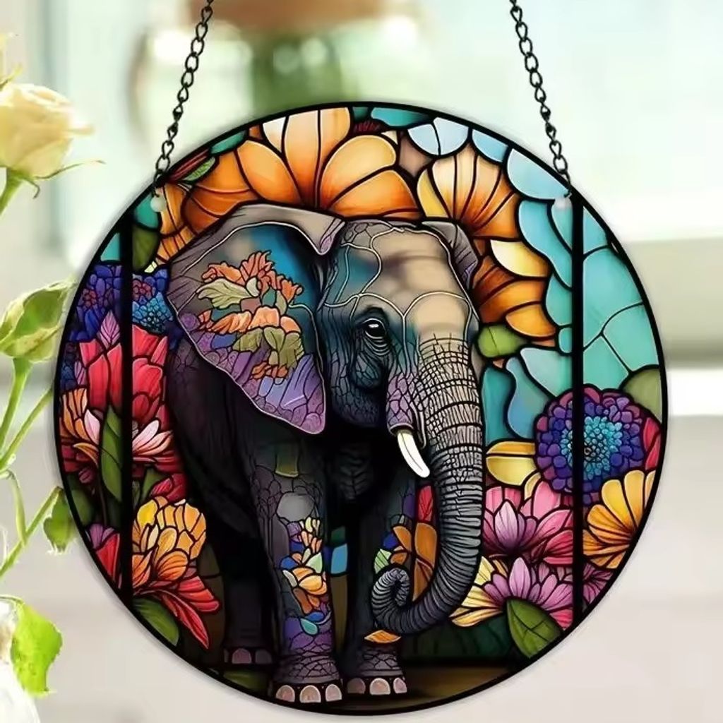 Łapacz Słońca - Elefant z kolorowymi motywami KP31400 Zdjęcie produktu 