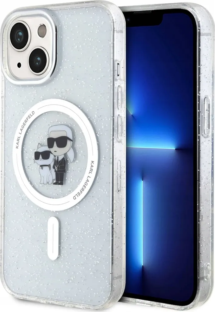 Custodia Rigida Karl Lagerfeld per iPhone 15/14/13 Glitter MagSafe