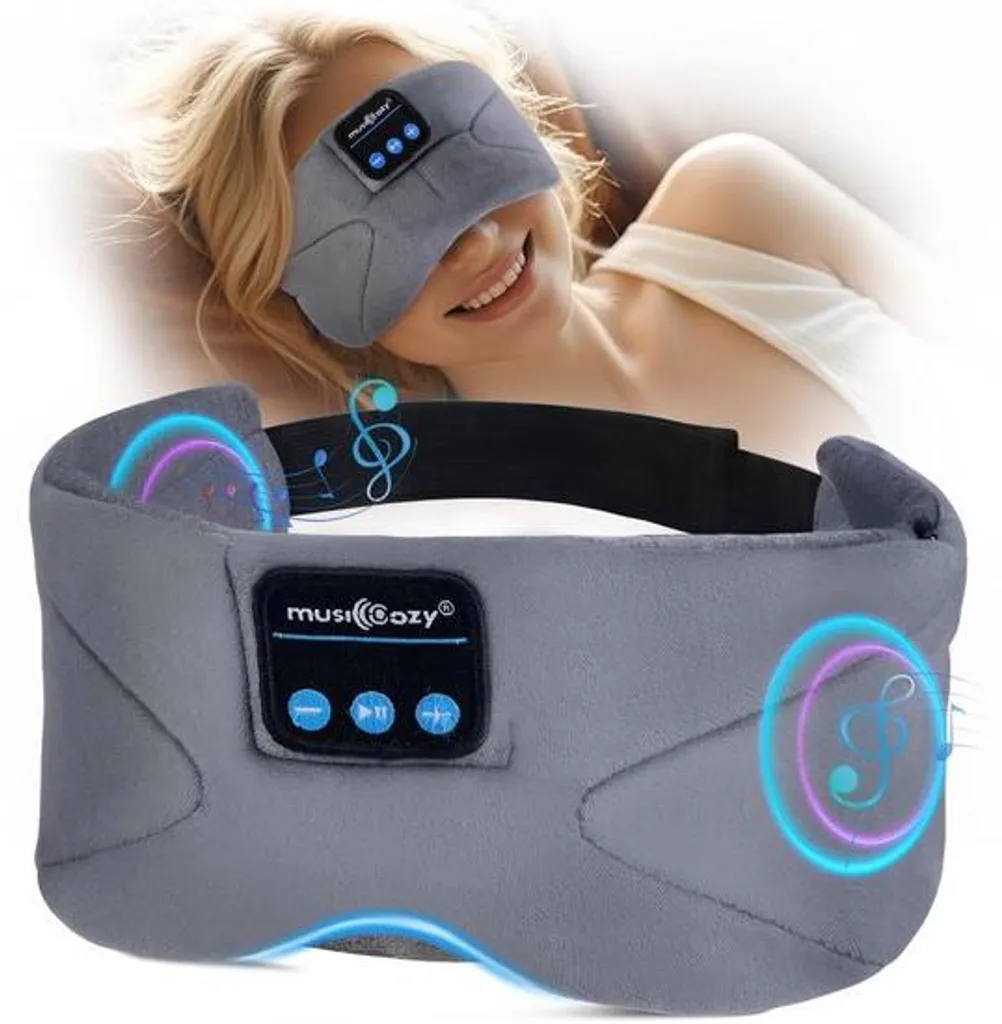 Masque de sommeil Bluetooth sans fil et écouteurs HD intégrés noir