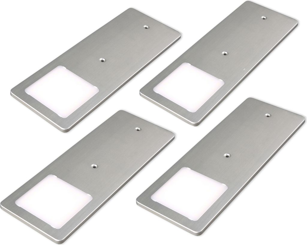 kalb | LED Unterbauleuchten silber 5W- sehr flache Küchenleuchte 4er Set neutralweiß