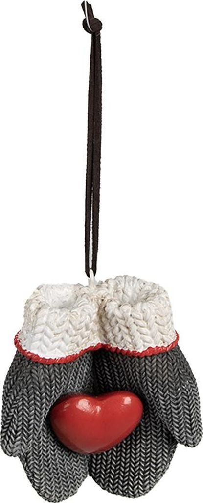 Clayre & Eef Weihnachtsanhänger Handschuhe 8x5x9 cm Grau Polyresin