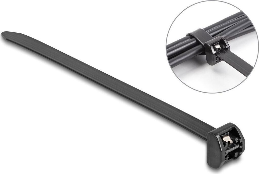 Delock Kabelbinder mit Metallzunge L 406 x B 12,7 mm 10 Stück schwarz