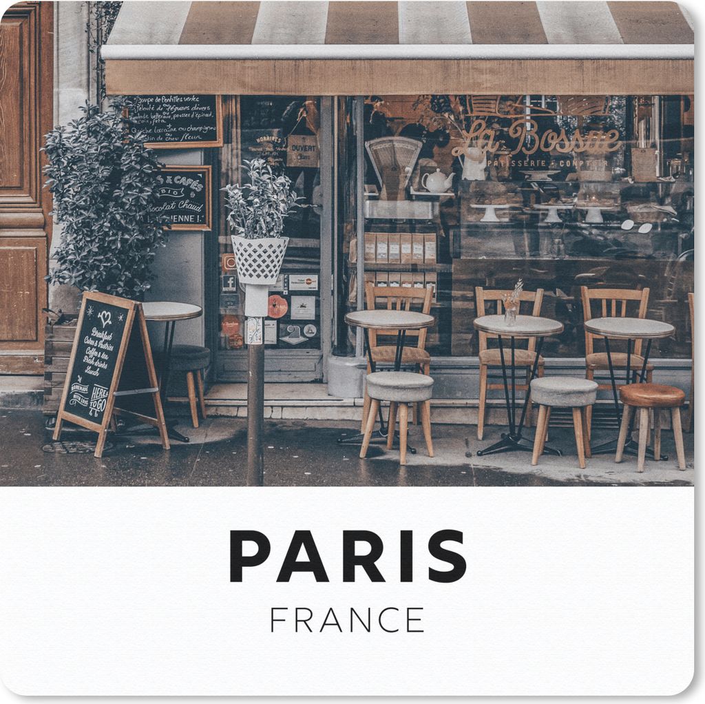 MuchoWow Mauspad Mousepad Paris - Frankreich - Cafe 20x20 cm - Mousepads - Maus Mat - Pad - Mausunterlage - Desk Mat - Bureauartikeln