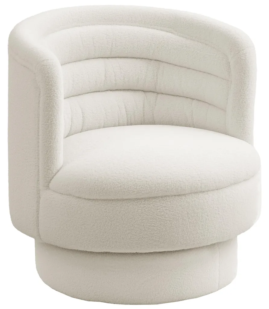 Fauteuil pivotant confortable pour coin lecture ou bureau blanc crème