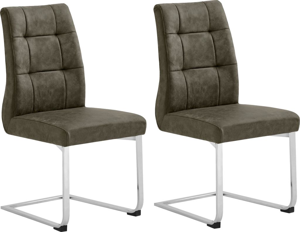 Esszimmerstuhl 2er-Set "MARLEN-XXL" aus Microfaser in braun. Abmessungen (BxHxT) 47x96x62 cm
