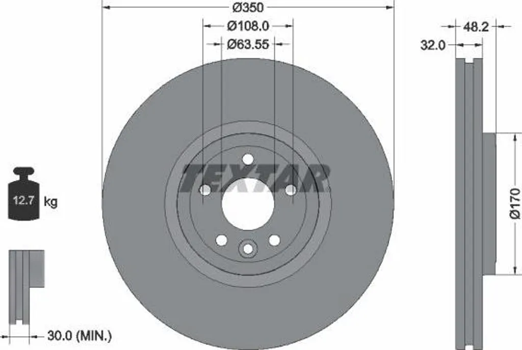 Disque de frein anti-vibration TEXTAR 92308105 contre bruits de frein