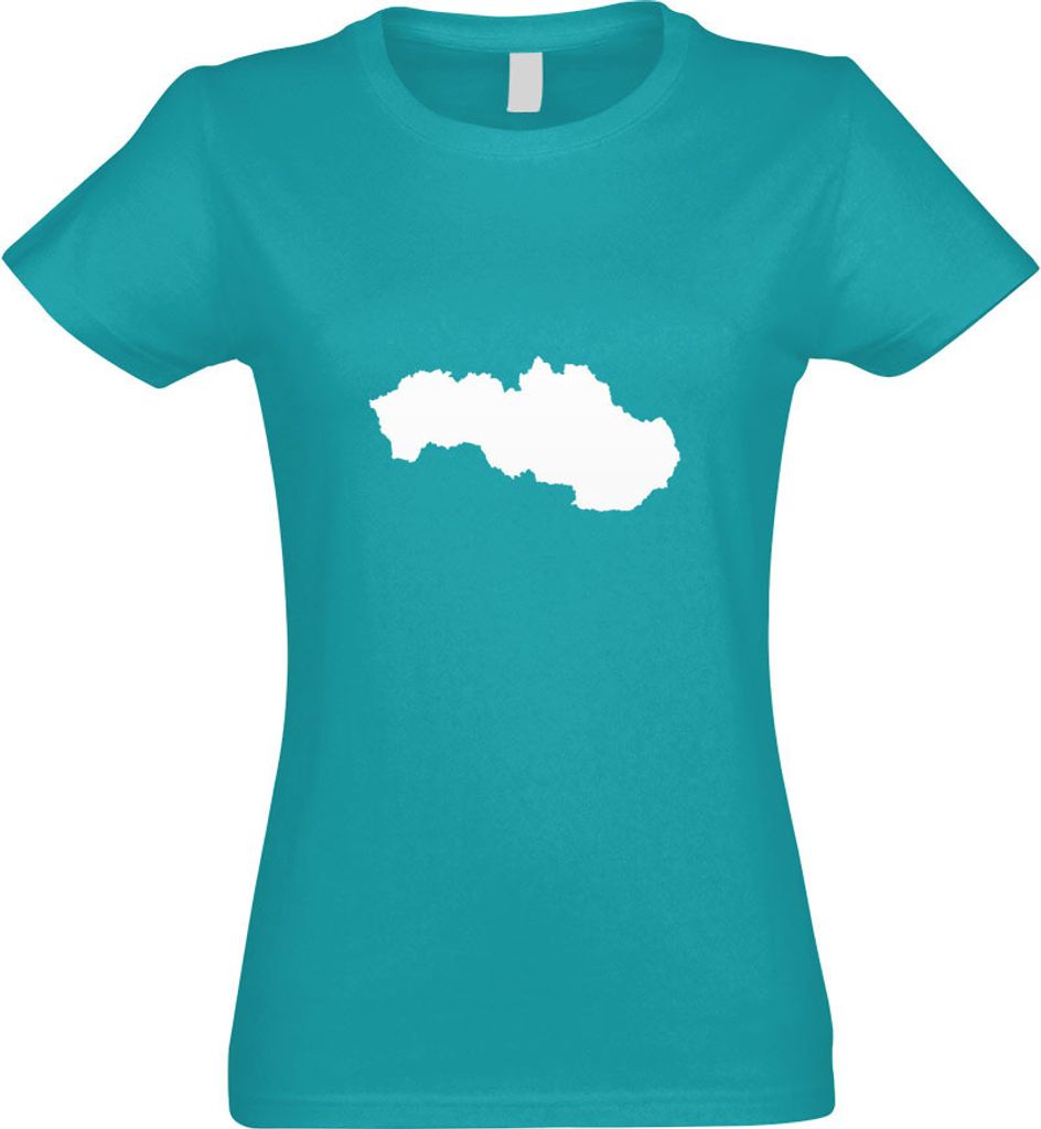 Kiwistar - T-Shirt tailliert - Damen - türkis - Slowakei Umriss Kontur - mit Motiv Bedruckt - Funshirt Design - Sport - Freizeit - Damen - M