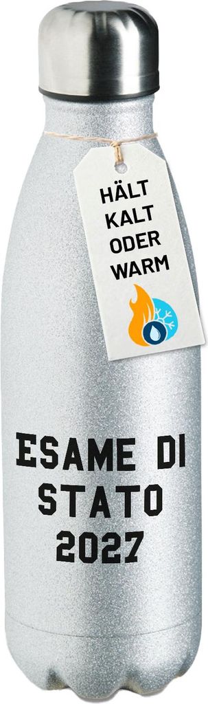 Huuraa Sportflasche Esame di Stato 2027 Abschluss Italien Geschenk 500ml Silver Wasserflasche Esame di Stato 2027 Überraschung