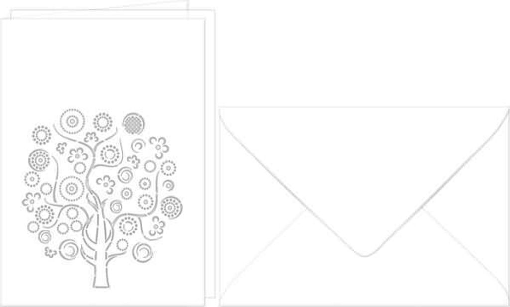 Doppelkarte A6 gelasert + Kuvert VE=5 Sets Lebensbaum weiß