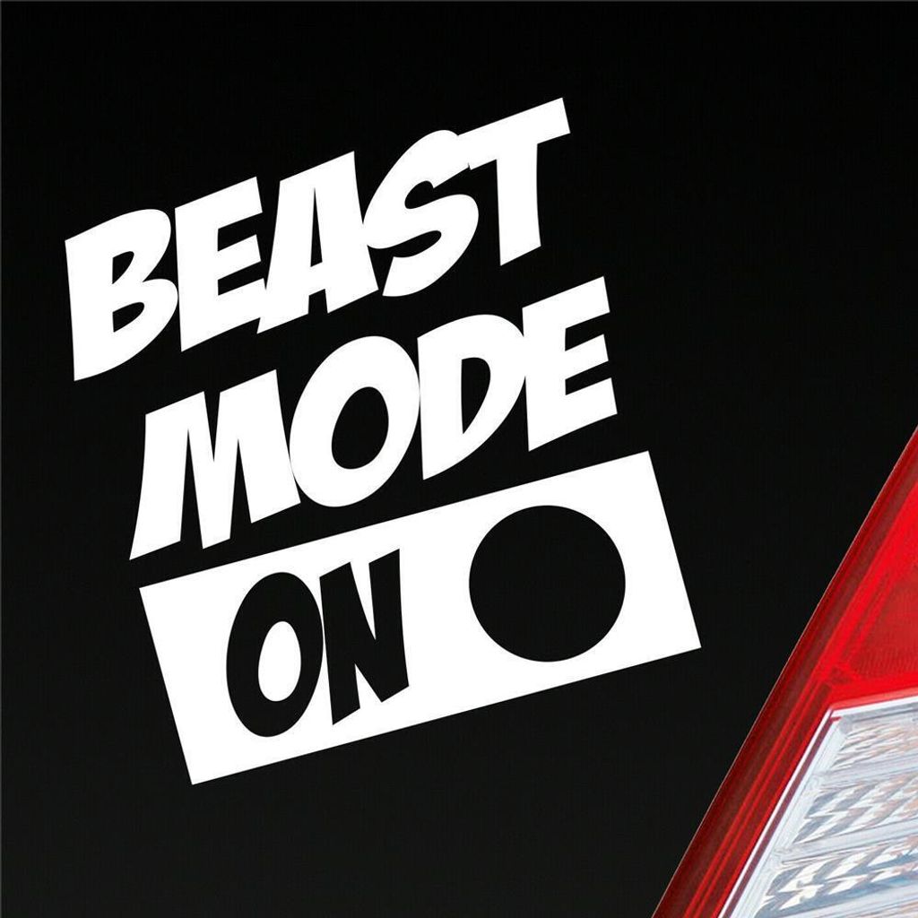 Auto Aufkleber Beast Mode On Biest Modus an Monster Aggro 9x10 cm Weiss Matt Sticker Heckscheibenaufkleber