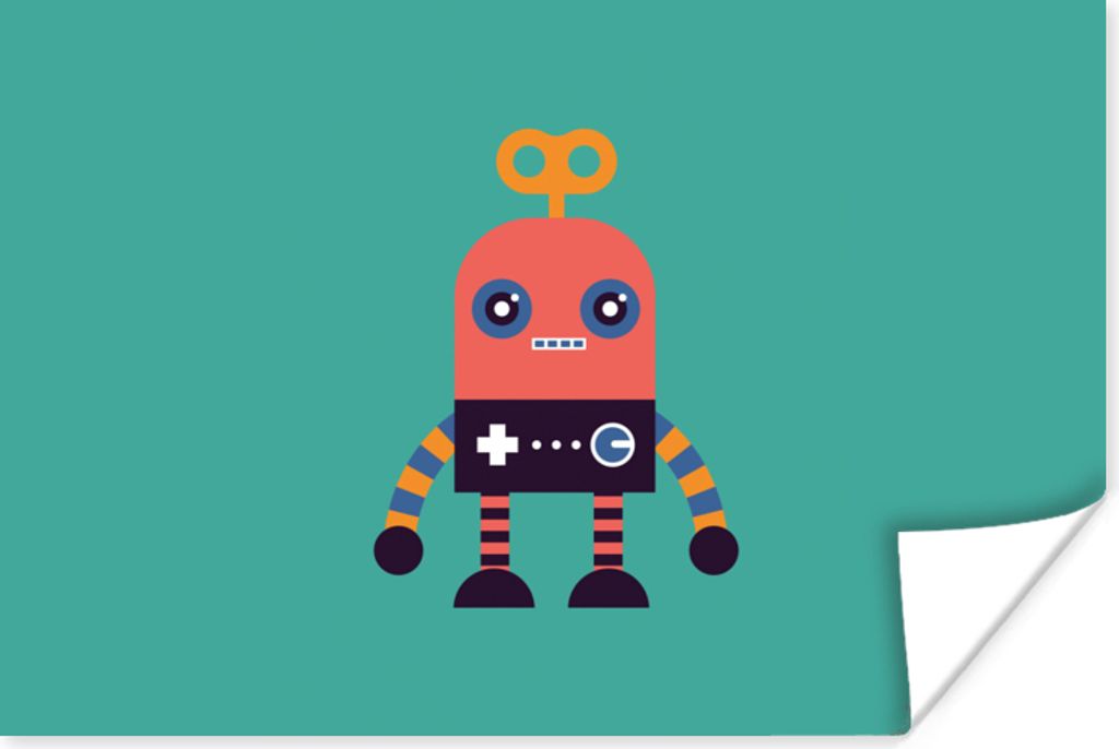 MuchoWow Poster Roboter - Spielzeug - Gesicht - Rosa - Jungen - Kinder 180x120 cm - Fotoplakat