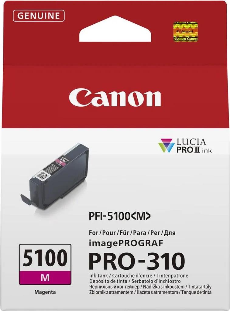 Inchiostro Magenta Canon PFI-5100 M Originale 14,4ml LUCIA PRO II