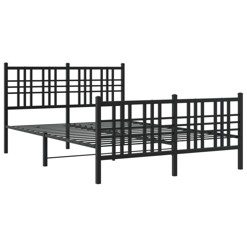 vidaXL Bettgestell mit Kopf- und Fußteil Metall Schwarz 137x190 cm