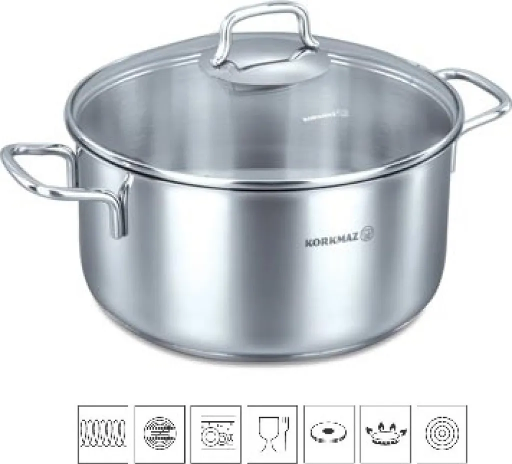 Casseruola Korkmaz Perla 4L Acciaio Inox A1656 - Alte Prestazioni