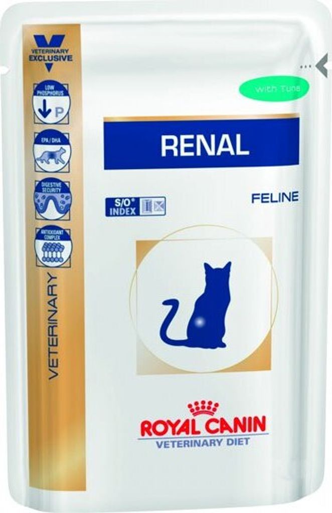 Royal Canin RENAL Fisch (Fish) feine Stückchen in Soße Frischebeutel 12 x 85g für Katzen