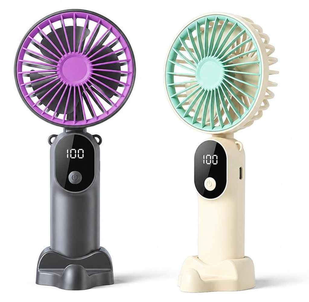 2er Set Mini Handventilator Akku, USB Ventilator mit LED Produktbild 