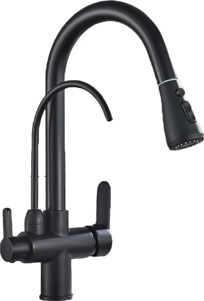 Robinet eau filtrée noir B triple filtration haute précision en laiton