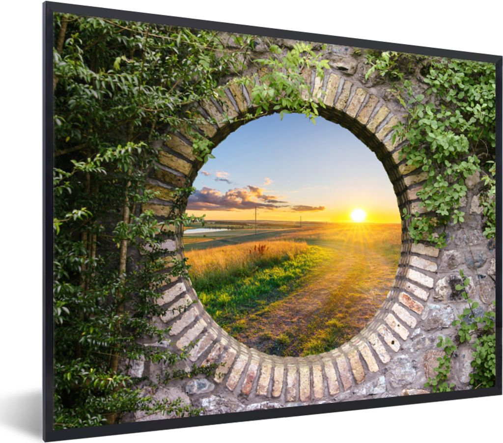 MuchoWow® Gerahmtes Poster Landleben - Aussicht - Sonne Produktbild 