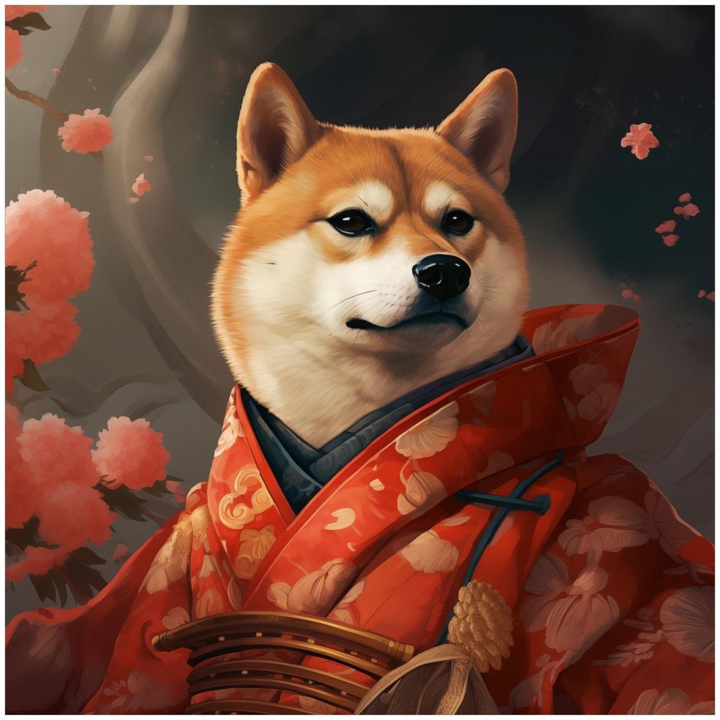 Wallario Memoboard Magnettafel aus Glas, Größe 50 x 50 cm, Motiv Samurai Shiba
