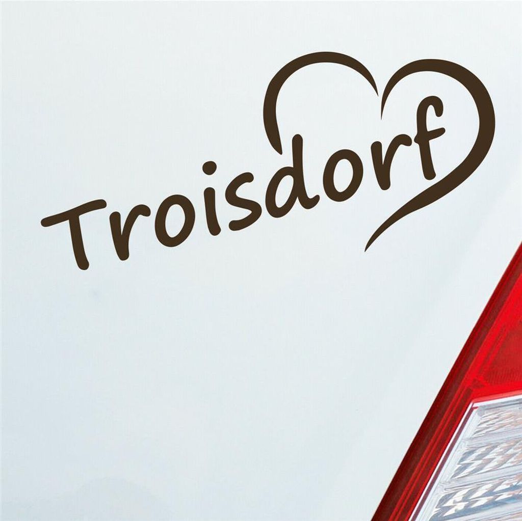 Auto Aufkleber Troisdorf Herz Stadt City Liebe Love Heart 18x8 cm Braun Sticker Heckscheibenaufkleber
