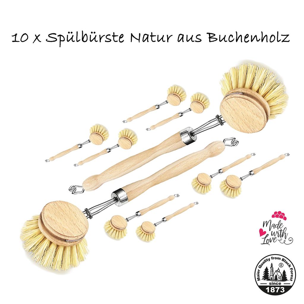 10x Spülbürste Holz Bürste BuchenholzNatur Fiber Produktbild 