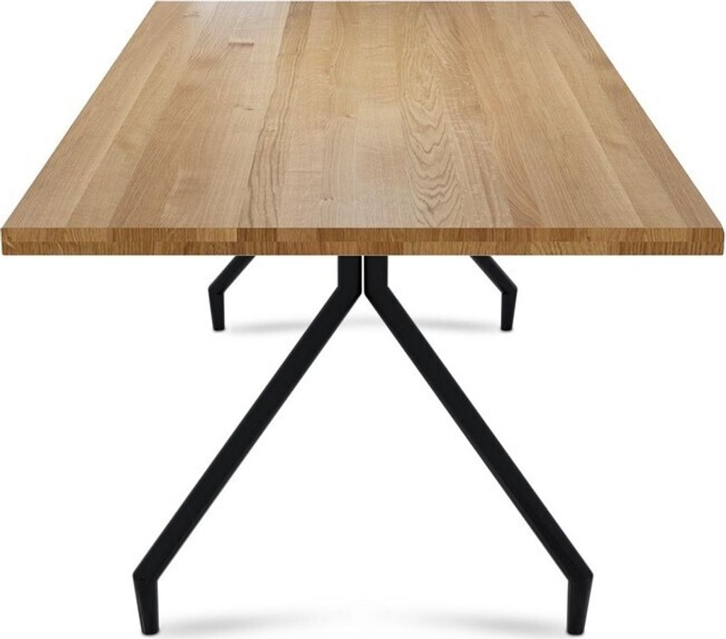 Esstisch Jakarta 220x100 Wildeiche mit gerader Kante und Metall-Füße