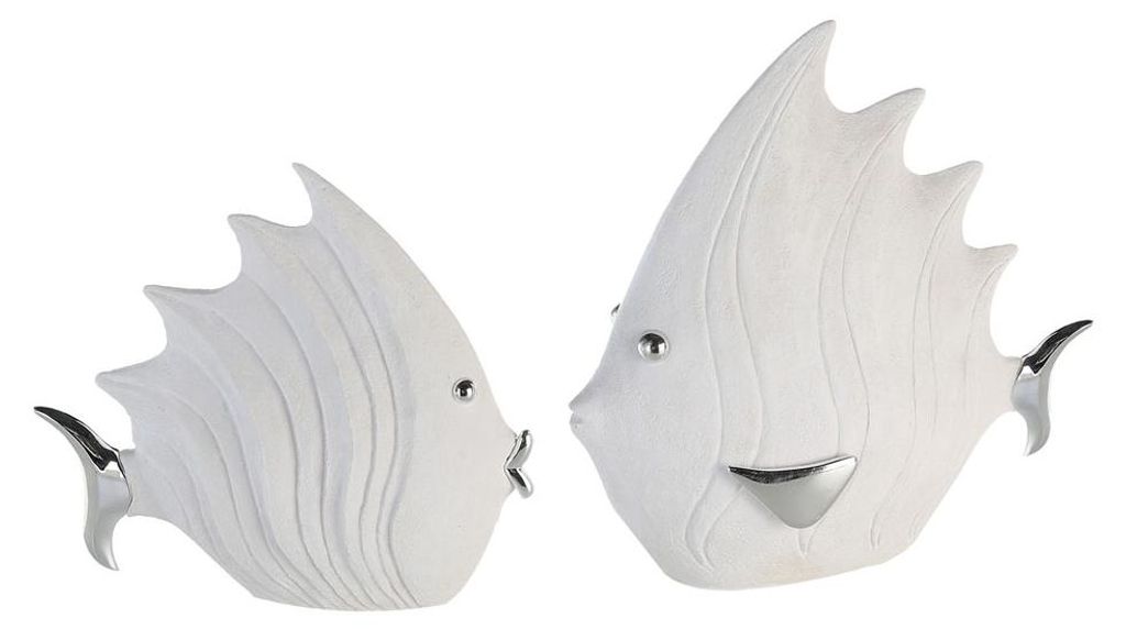 Dekofigur 2er Set Stein-Optik Silber, Höhe 26-33 cm, Breite 29-36 cm