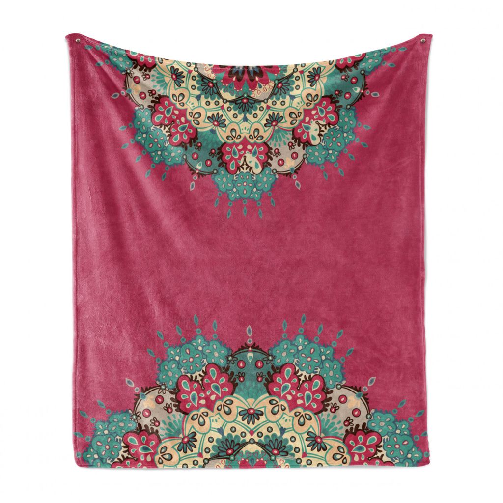 ABAKUHAUS Mandala Weich Flanell Fleece Decke, Eastern Boho Blumen, Gemütlicher Plüsch für den Innen- und Außenbereich, 125 x 175 cm, Mehrfarbig