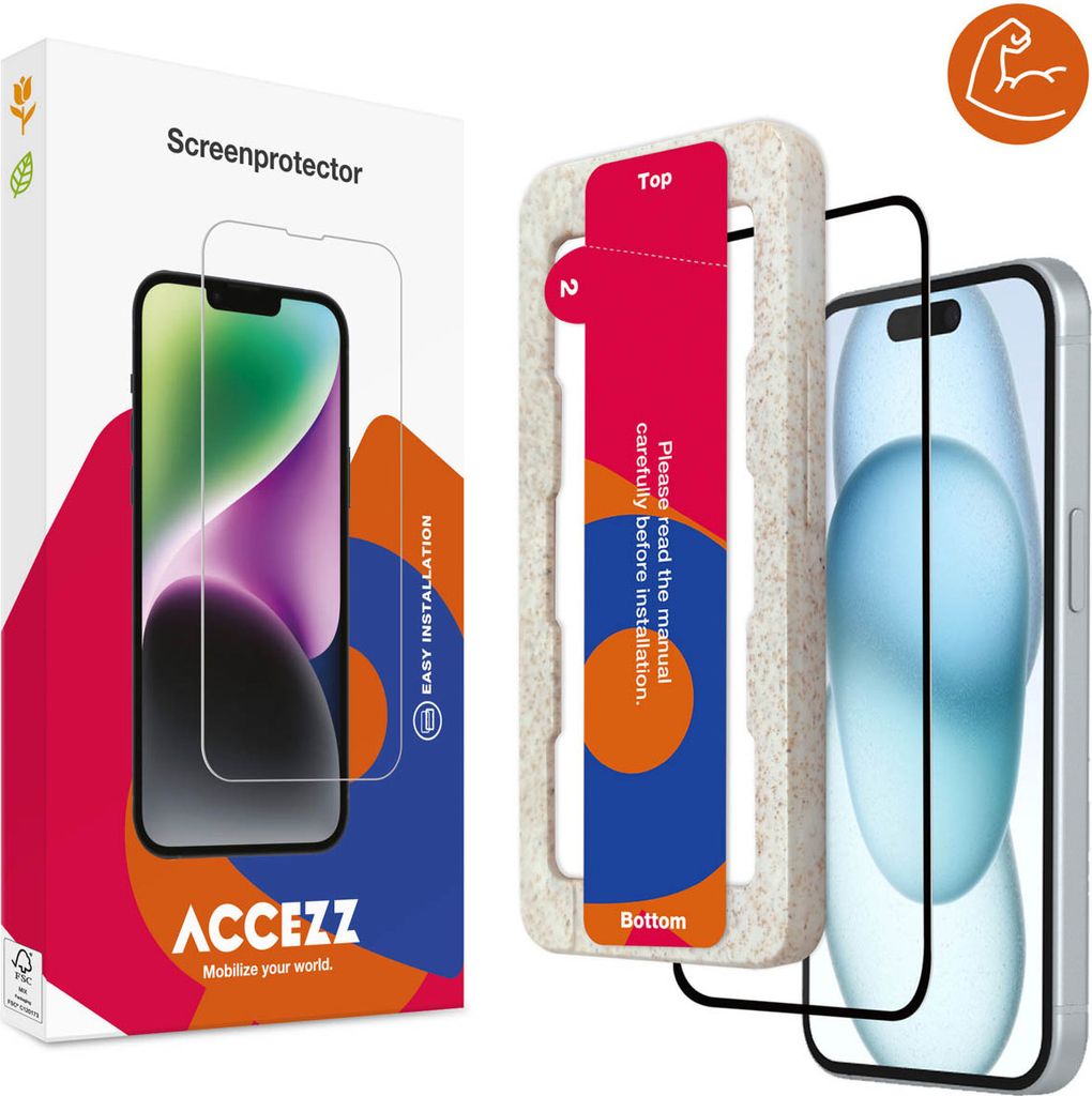 Accezz Dreifach starke Full Cover Schutzfolie mit Applikator für das iPhone 14 Pro Max / 15 Plus / 16 Plus - Transparent