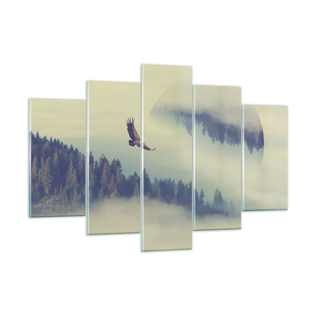 Bilder auf glas - Vogel Natur Wald - 150x100cm - Glasbilder - Wandbilder - Kunstdruck - zum Aufhängen bereit - Wanddekoration aus Glas - Glas Bild...