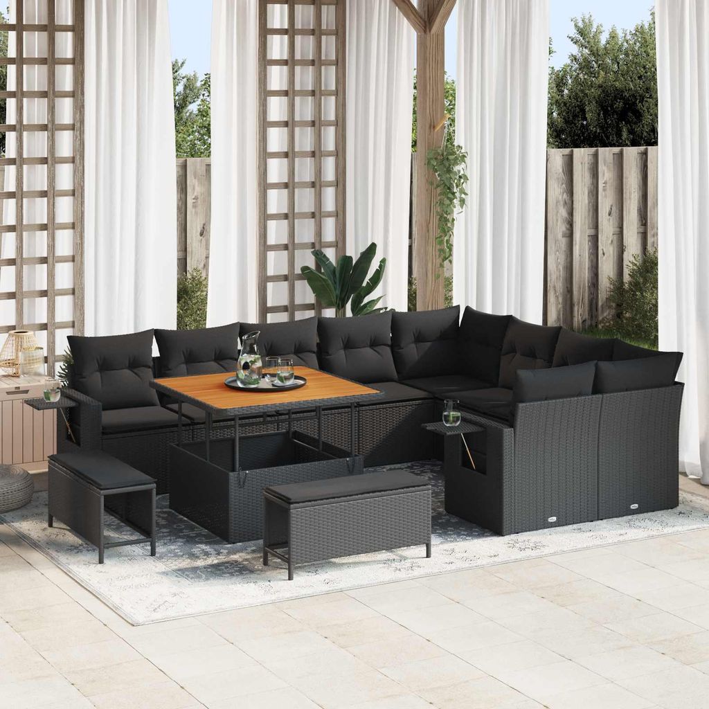 Maison Exclusive - Gartensofa-set 12 pcs Schwarz Poly-Rattan