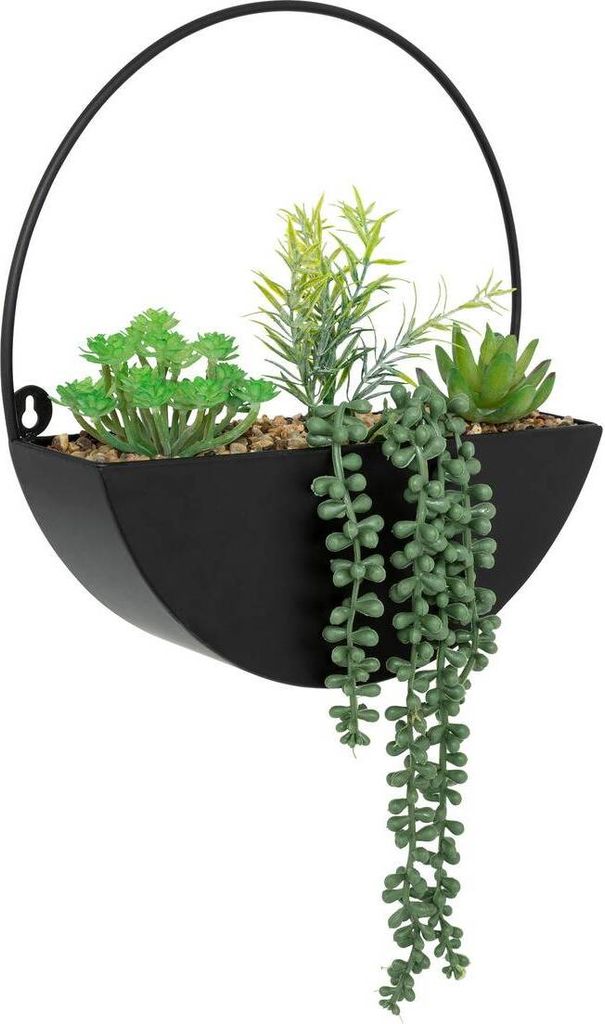Künstliche hängepflanze imy pot metall schwarz h41cm - Atmosphera créateur d'intérieur
