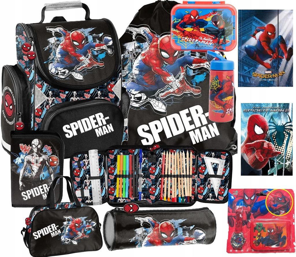 SPIDERMAN Schulranzen set 11in1 Ranzen rucksack Federmappe Produktbild 