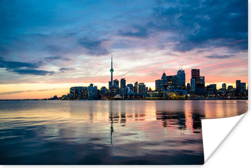 MuchoWow Poster Sonnenuntergang hinter der kanadischen Stadt Toronto 180x120 cm - Fotoplakat
