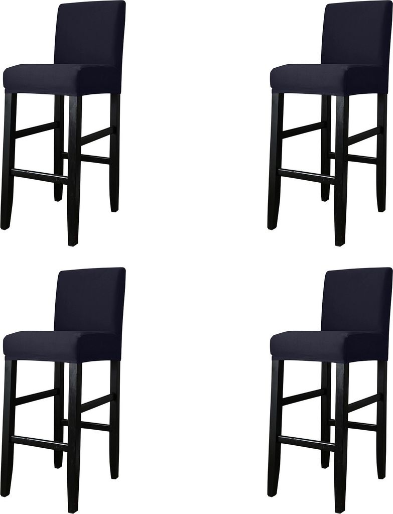 Barhocker Bezüge 4er Set Hussen Stretch Stuhlhussen mit Rückenlehne für Hochstühle, Blau