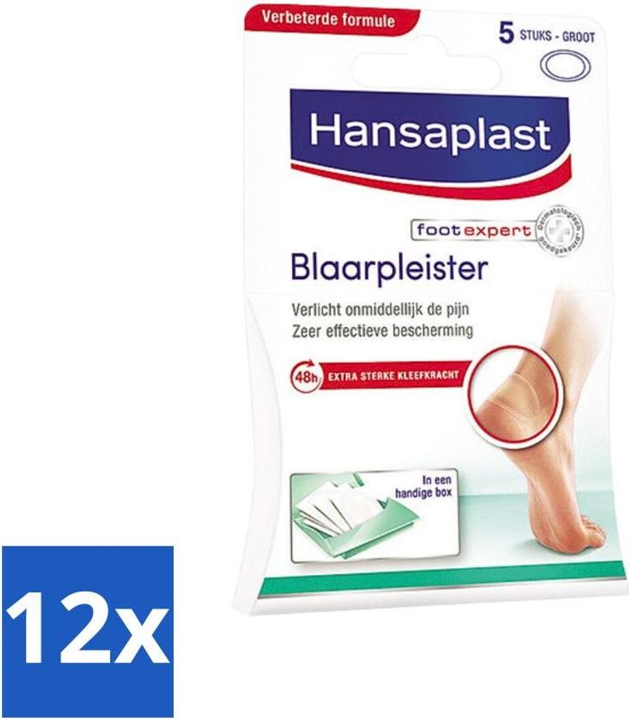 Hansaplast - Blasenpflaster - Fußpflege - Anti Blasen - Wasserfest - Großes Pflaster - Inselpflaster - Groß L - 5 Pflaster - Vorteilspack - 12 S...