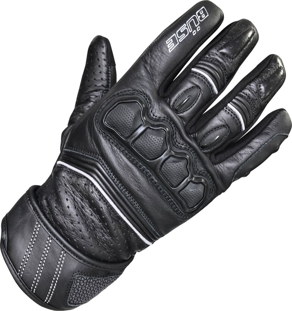 Büse Flash perforierte Motorrad Handschuhe, schwarz/weiß, 10