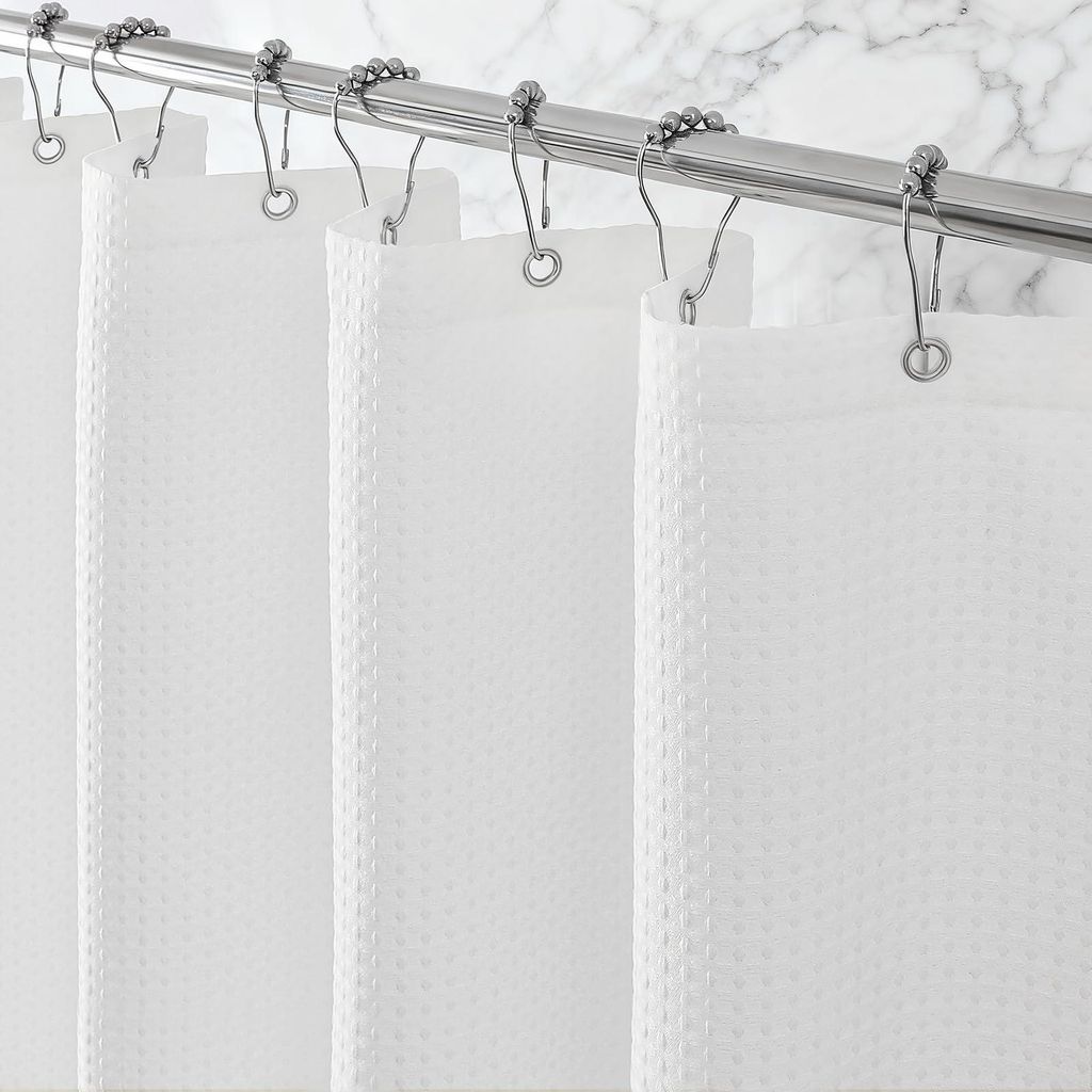 Wasserdichter Duschvorhang in Waffelstruktur, 180 x 180 cm, 260 g/m², hochwertiges, schweres Material, schimmelresistent, mit 12 Edelstahlhaken, r...