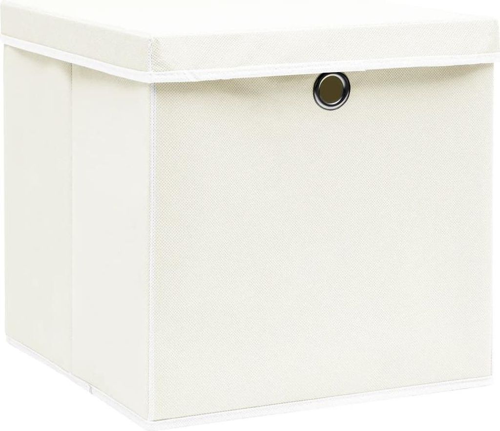 vidaXL Úložné boxy s víkem 4 ks. Bílé 32x32x32 cm Látkové Obrázek produktu 