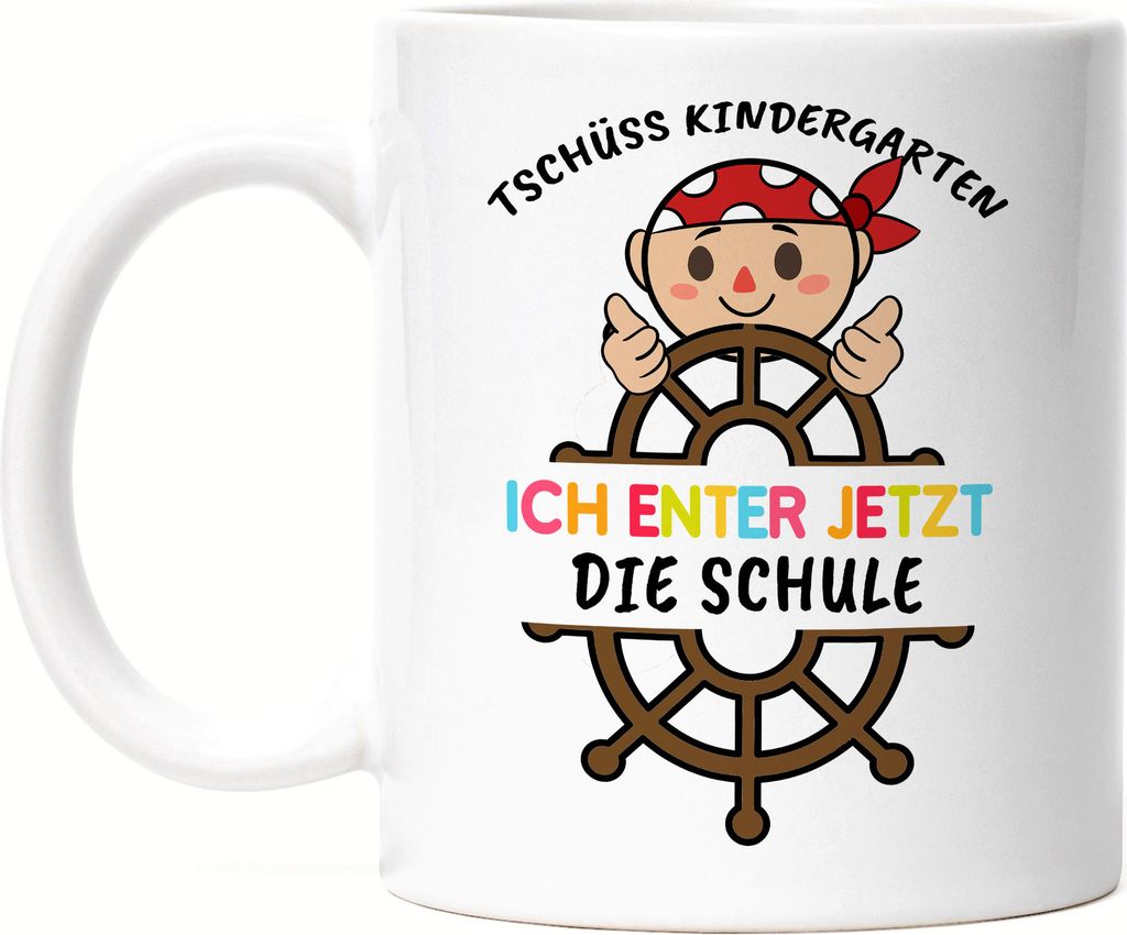 Tschüss Kindergarten Ich Entere Die Schule Tasse Einschulungsgeschenk Piraten-Fans Piraten-Boot