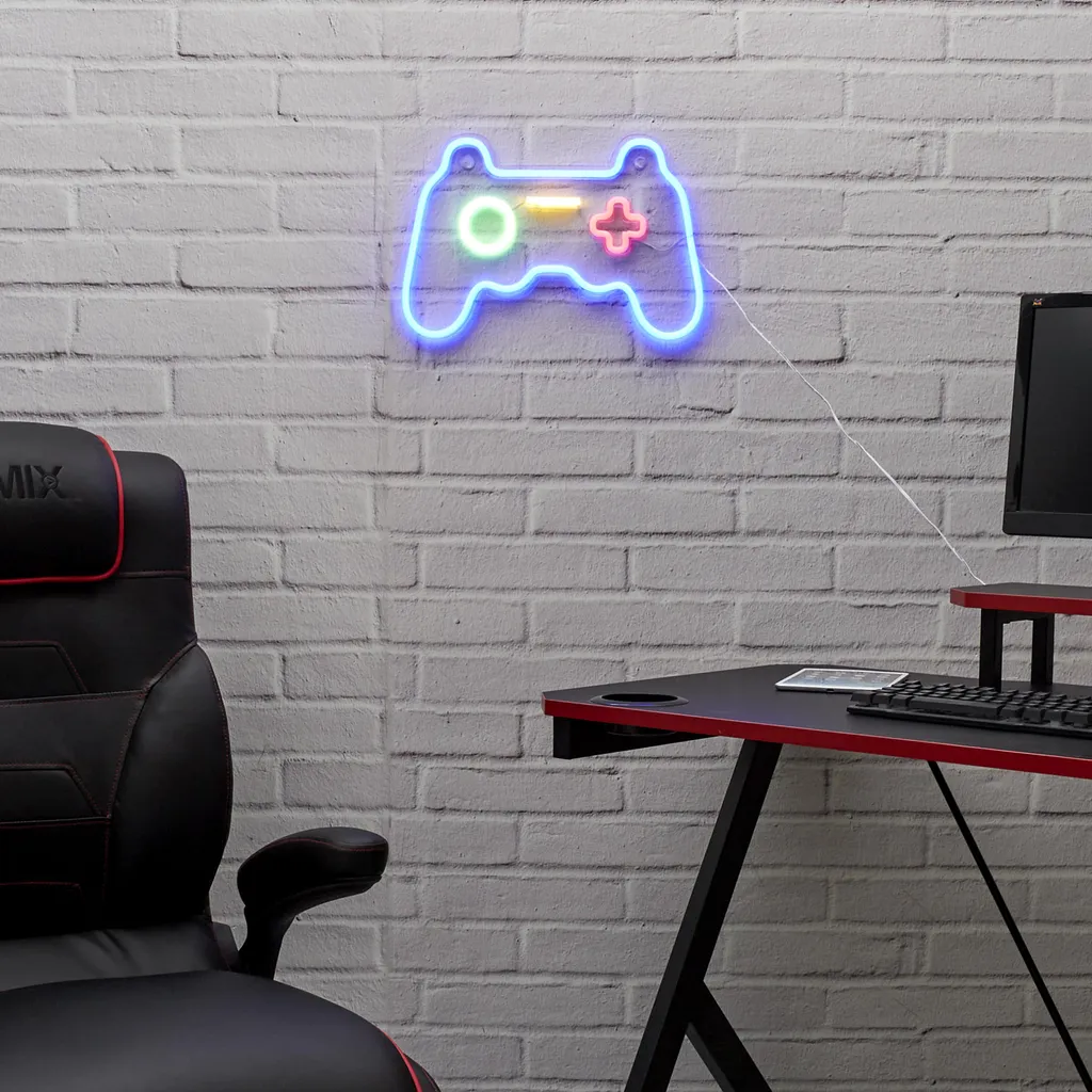 Applique Murale LED Forme Manette de Jeu pour Déco de Chambre Geek