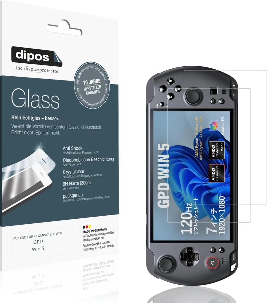 2x Pellicola Protettiva per GPD Win 5 Protezione Vetro Flessibile 9H dipos
