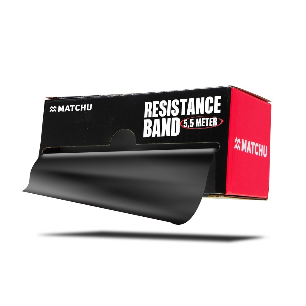 Matchu Sports Widerstandsband Rolle 5,5 Meter - Extra Schwer Schwarz - Resistance Band Fitnessband Trainingsband