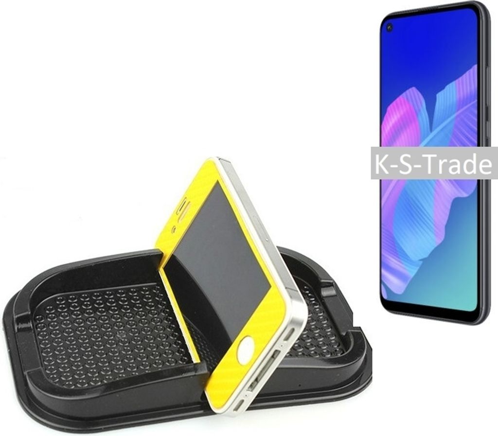 K-S-Trade Auto Anti Rutsch Matte Smartphone-Halter kompatibel mit Huawei P40 lite E Haft Pad Armaturenbrett Handy-Halterung Silikon